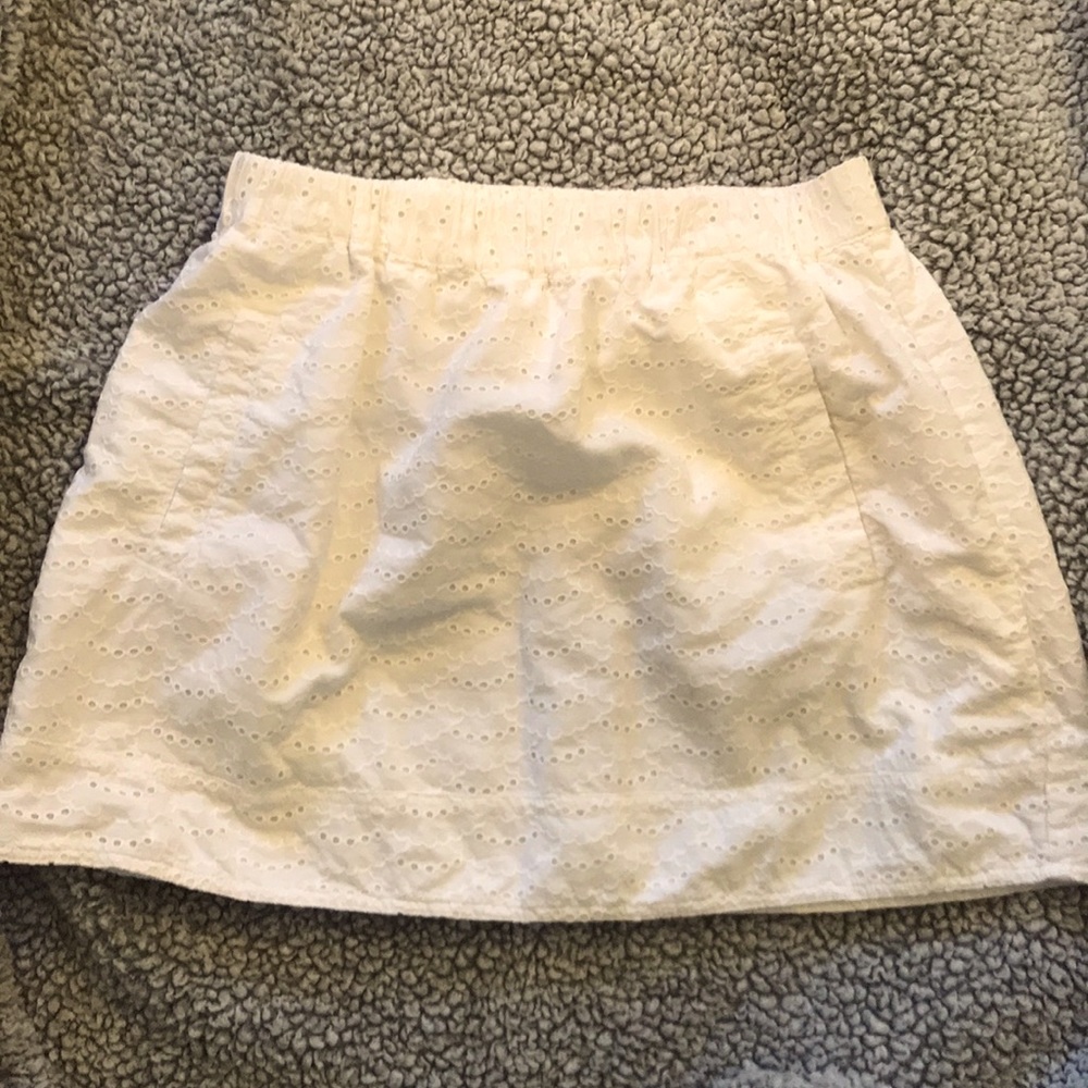 J. Crew White Eyelet Mini Skirt
